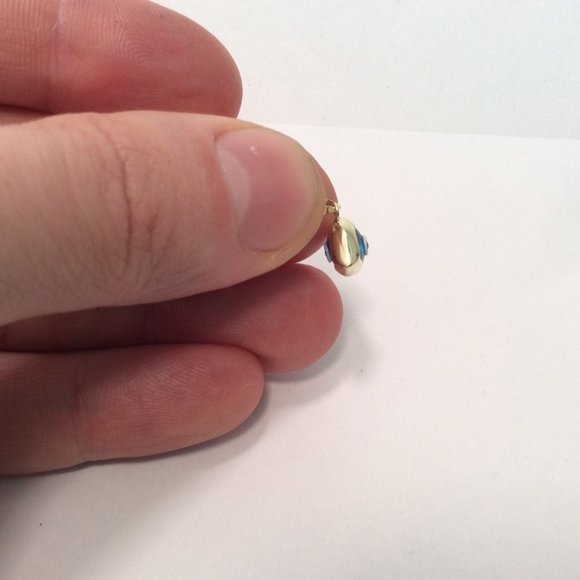 14k Yellow real Gold EVIL BLUE EYE Protect Charm .8gr - Picture 6 of 6